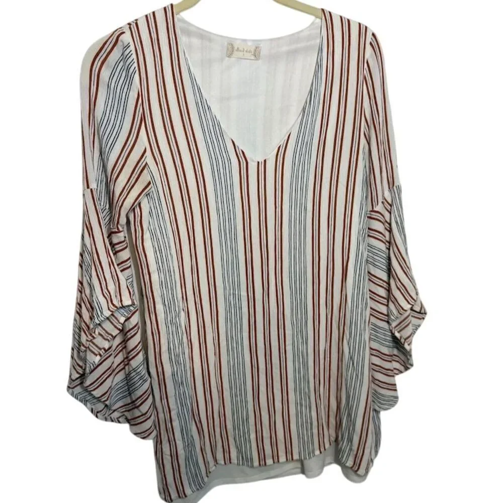 Altar'd State Striped V Neck Blouse Small